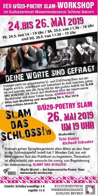 U/Ü20 - Poetry Slam mit Workshop_© Kulturzentrum Weserrenaissance Schloss Bevern_Kultur Kreis Höxter
